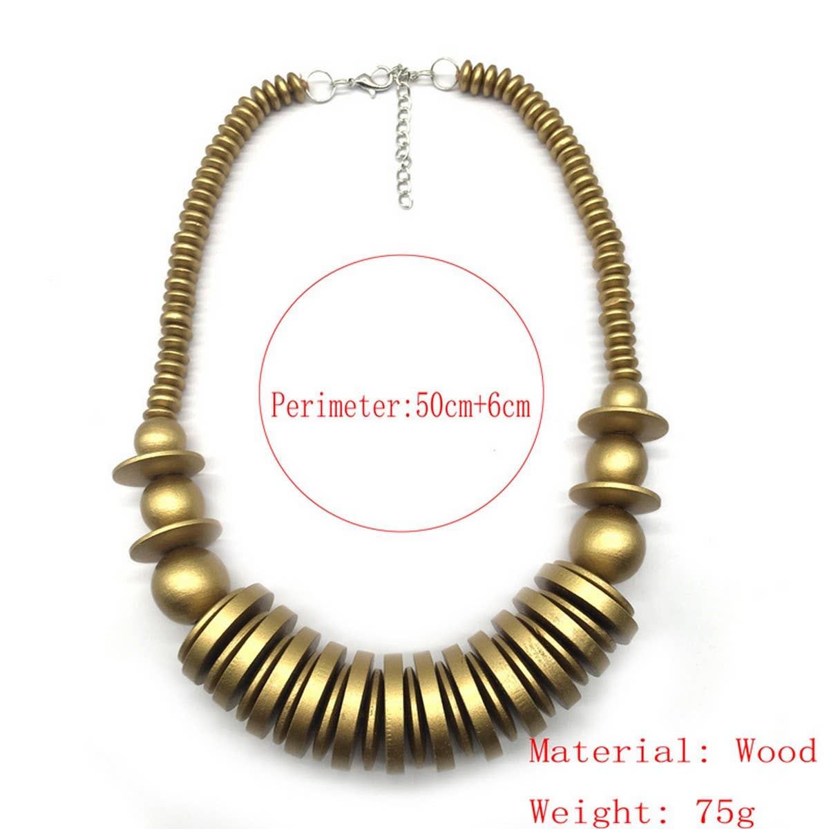 VINTAGE SINGLE LAYER WOODEN BEAD NECKLACE