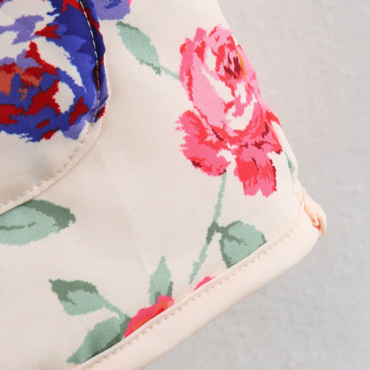 FLORAL PRINT V-NECK LOOSE CARDIGAN QUILTED JACKET