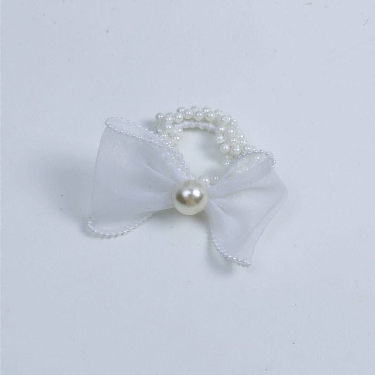 Elegant Organza Bow Pearl Hair Tie for Women