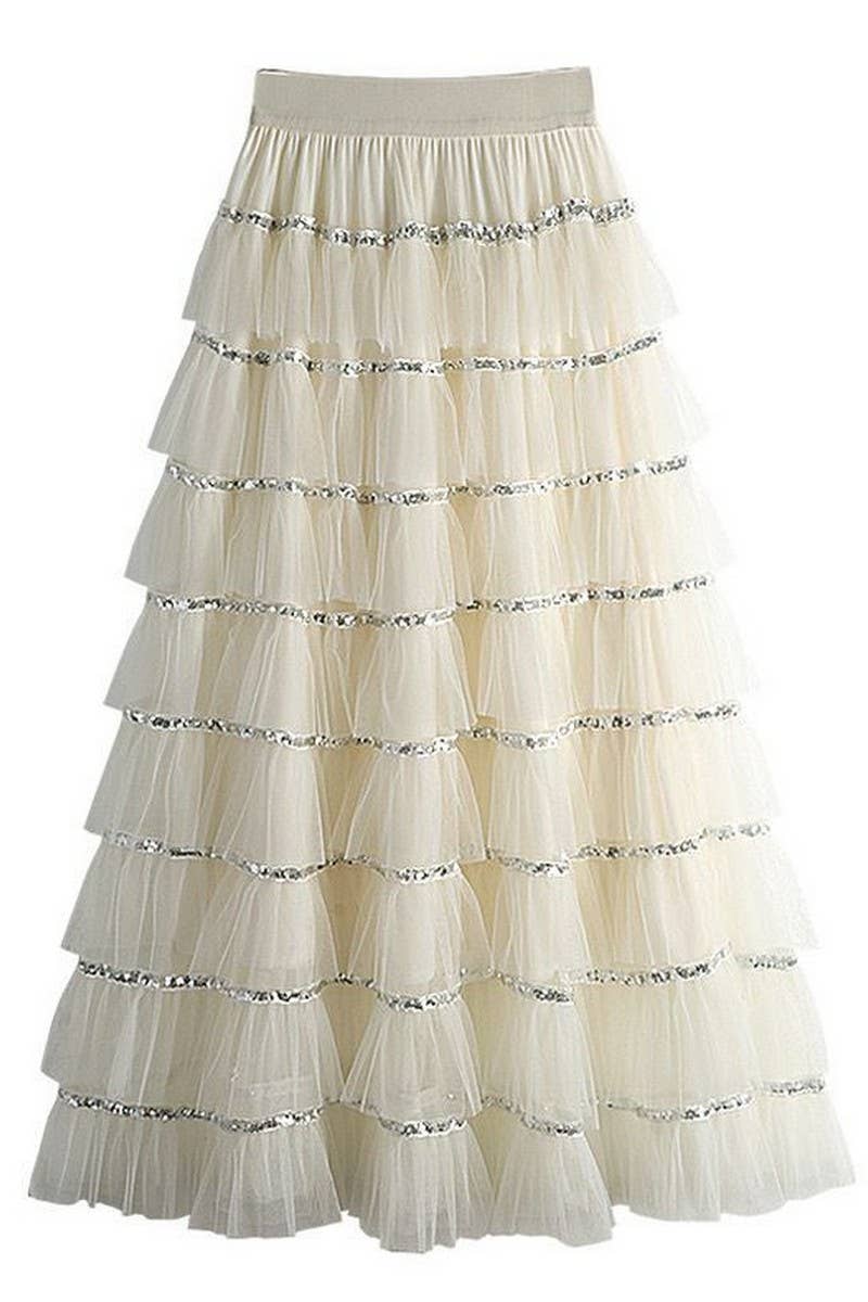CWBLS0522_SEQUIN PATCHWORK TULLE TIERED SKIRT