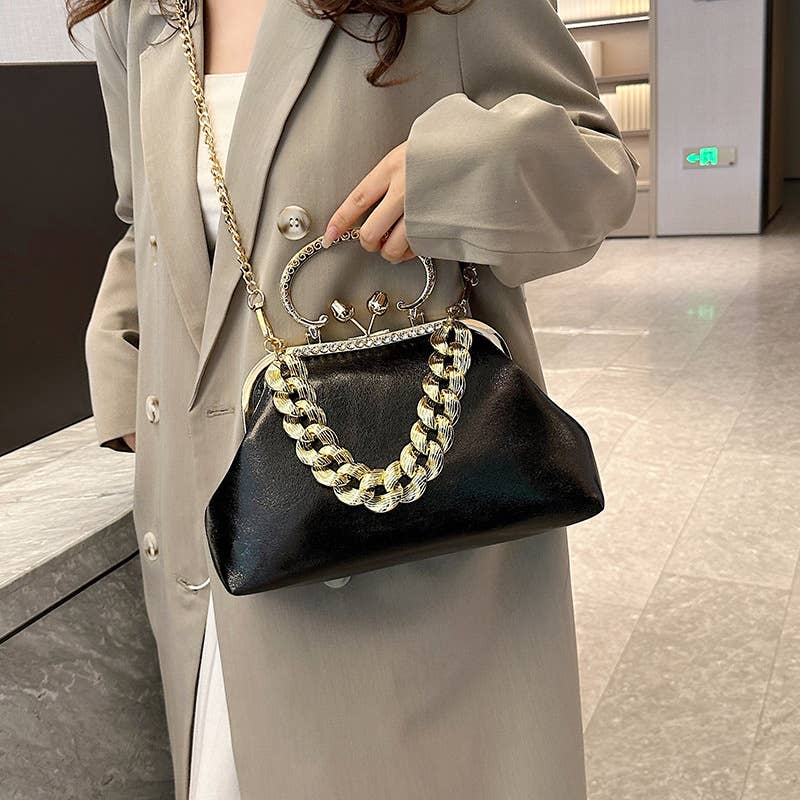 Fashionable candy-colored thick chain handbag