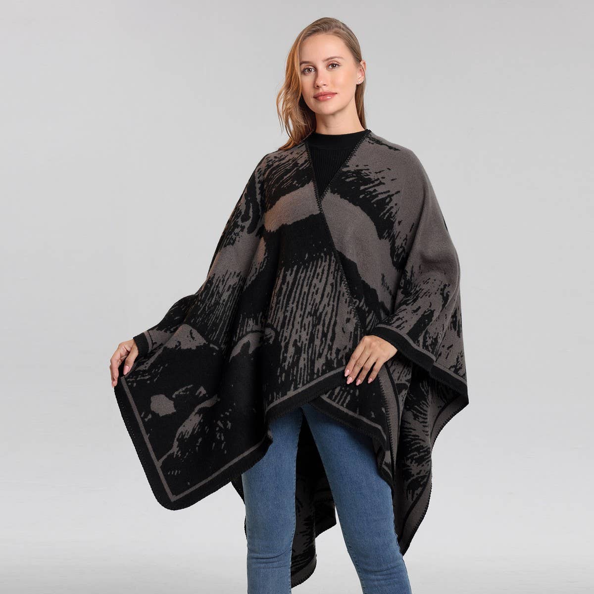 FAUX CASHMERE SHAWL CAPE WARM CLOAK