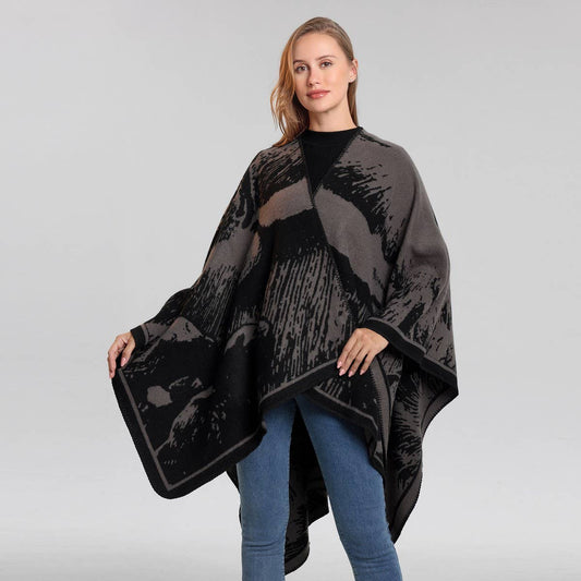 FAUX CASHMERE SHAWL CAPE WARM CLOAK