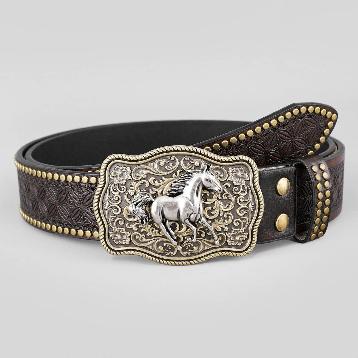 TRENDY BUCKLE RIVET WESTERN BELT_CWABE0417