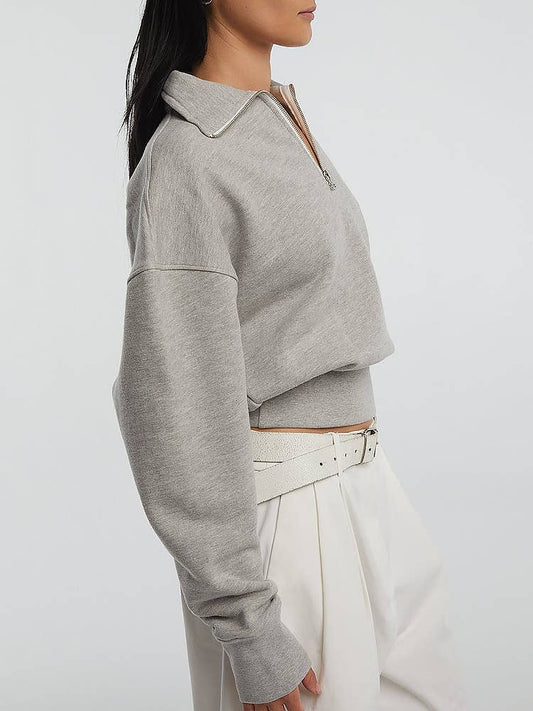 Half-Zip Lapel Long-Sleeved Pullover Hoodie