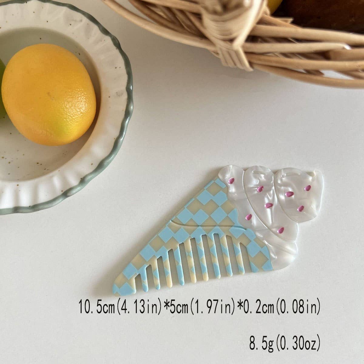CWAHA07730_CUTE FRUIT ICE CREAM BURGER ACETATE HAIR COMB