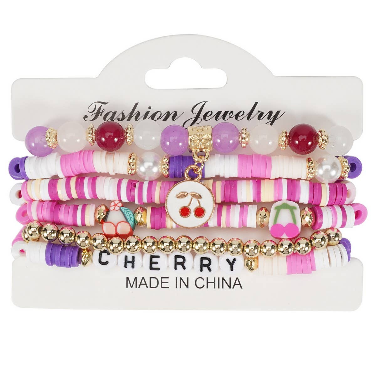 CWAJE05714_CUTE FRUIT STRAWBERRY PINEAPPLE CHARM BRACELET