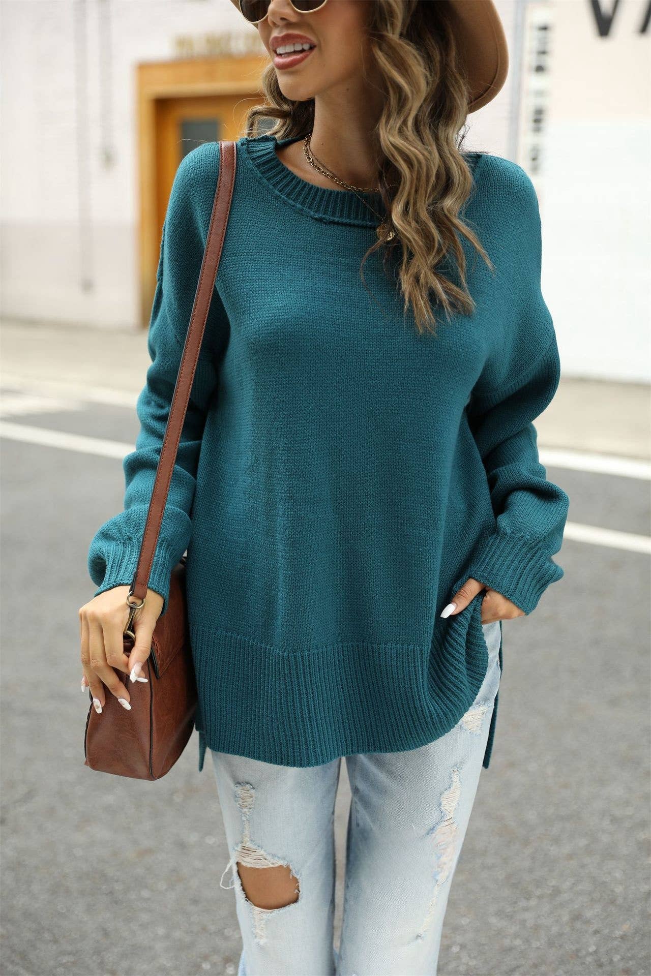 CWOSWL1056_Crew Neck Long Sleeve Pullover Sweater