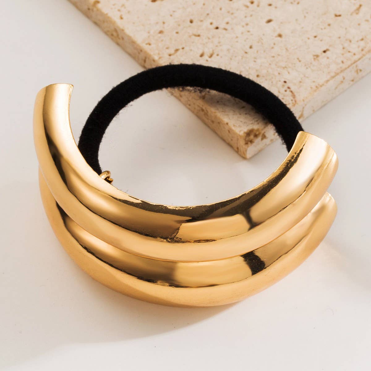 Geometric Metal Twist Elastic Hair Tie Band