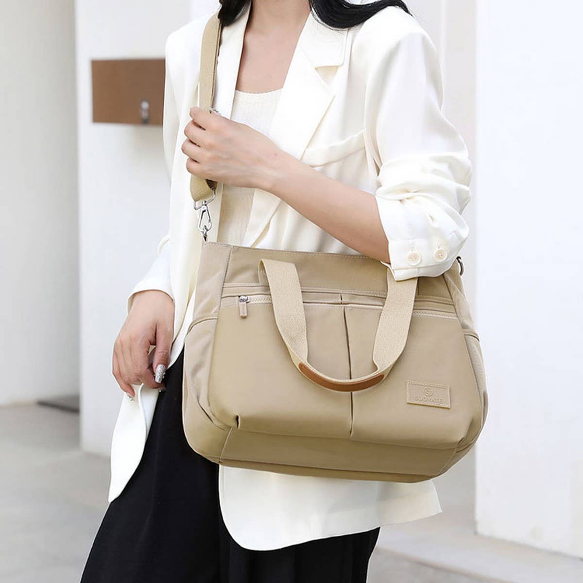 FASHION SOLID COLOR HANDBAG SHOULDER MESSENGER BAG_CWAB3445