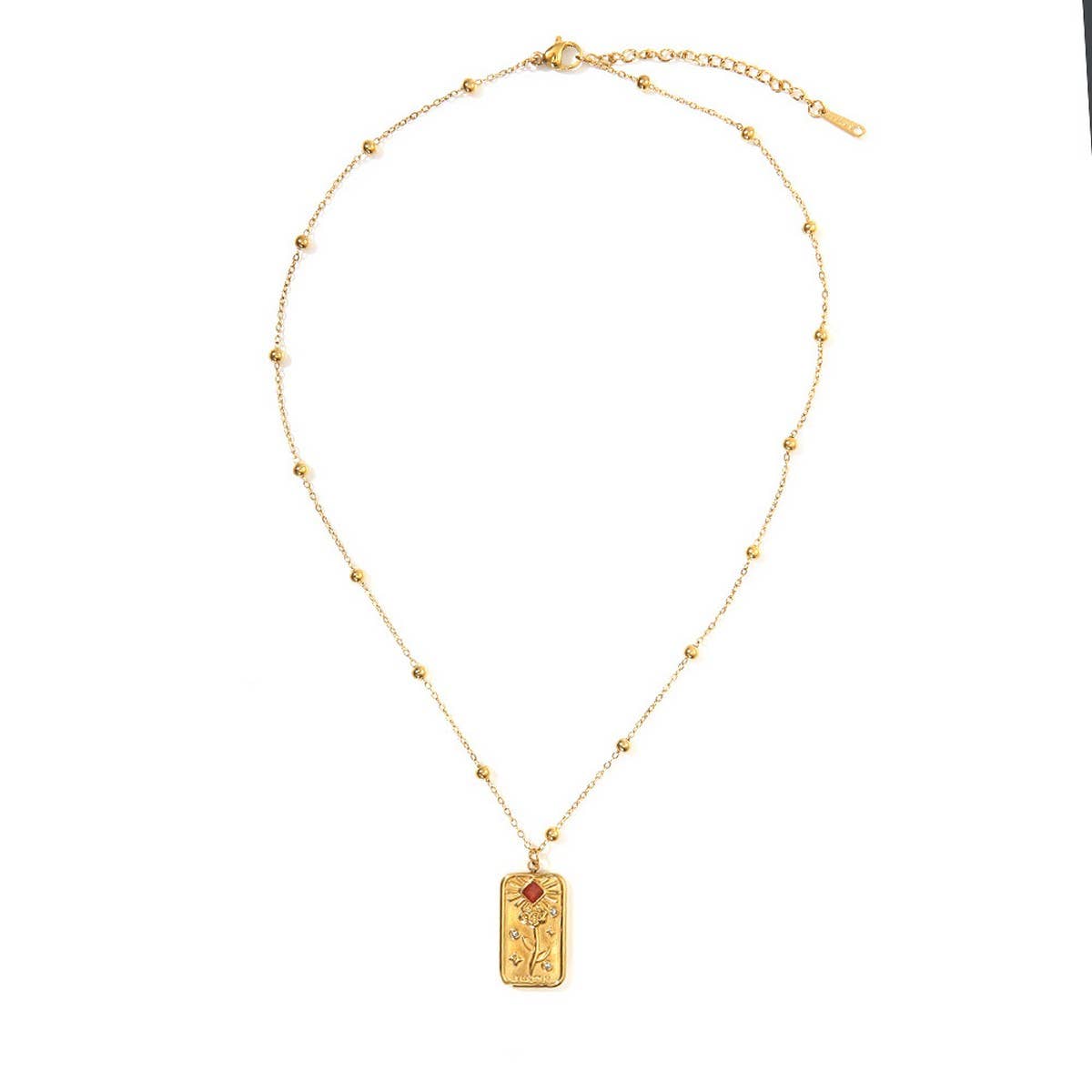 Colorful Zircon Stainless Steel Necklace, Colorfast