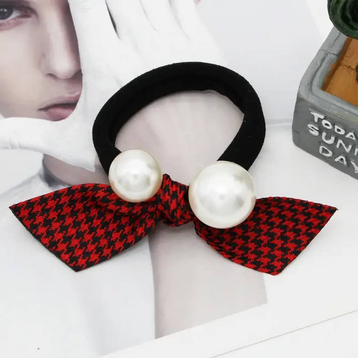 BOW DECORATION SCRUNCHIES ELASTIC HAIR BANDS_CWAHA0141