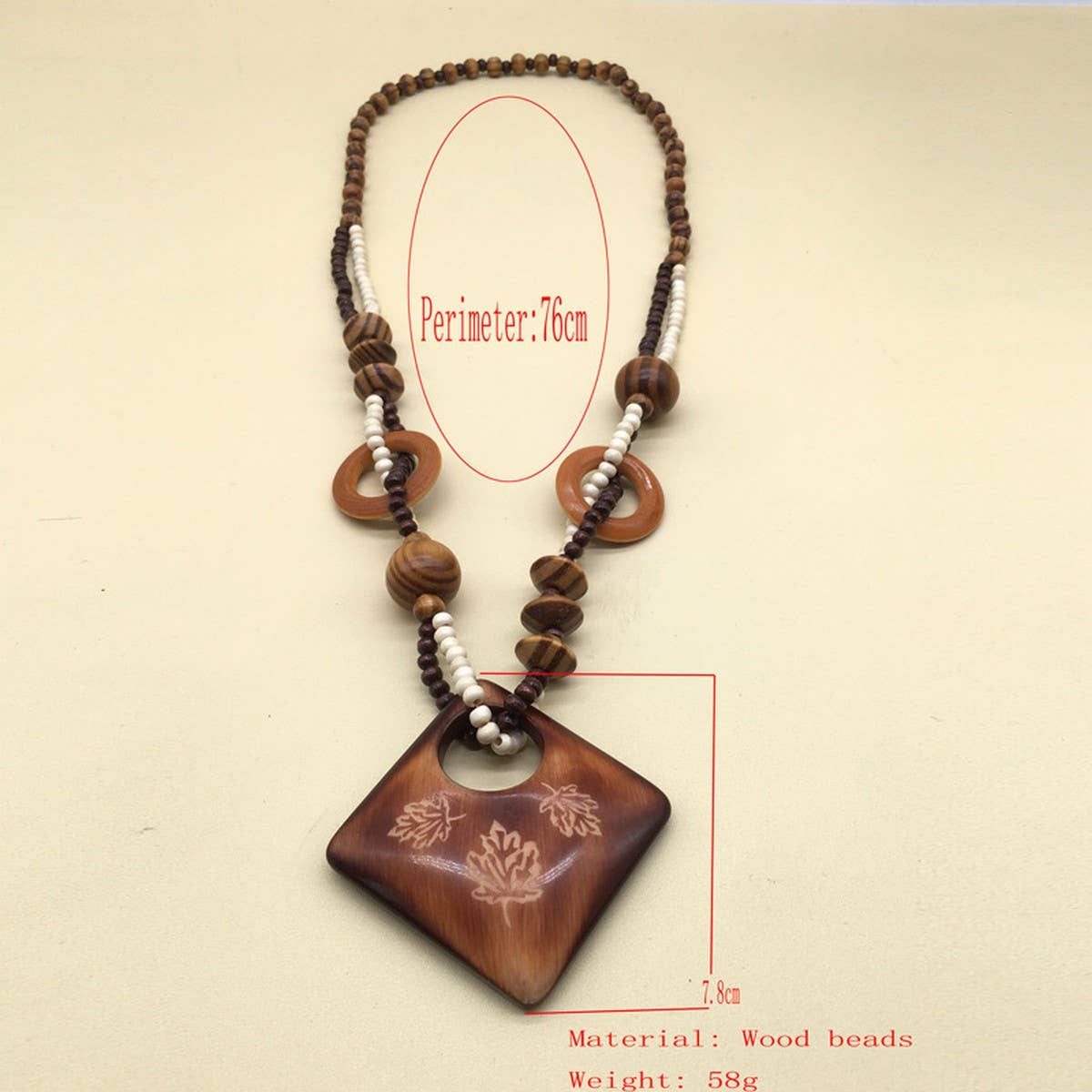BOHEMIAN VINTAGE WOODEN BEAD NECKLACE_CWMM4566