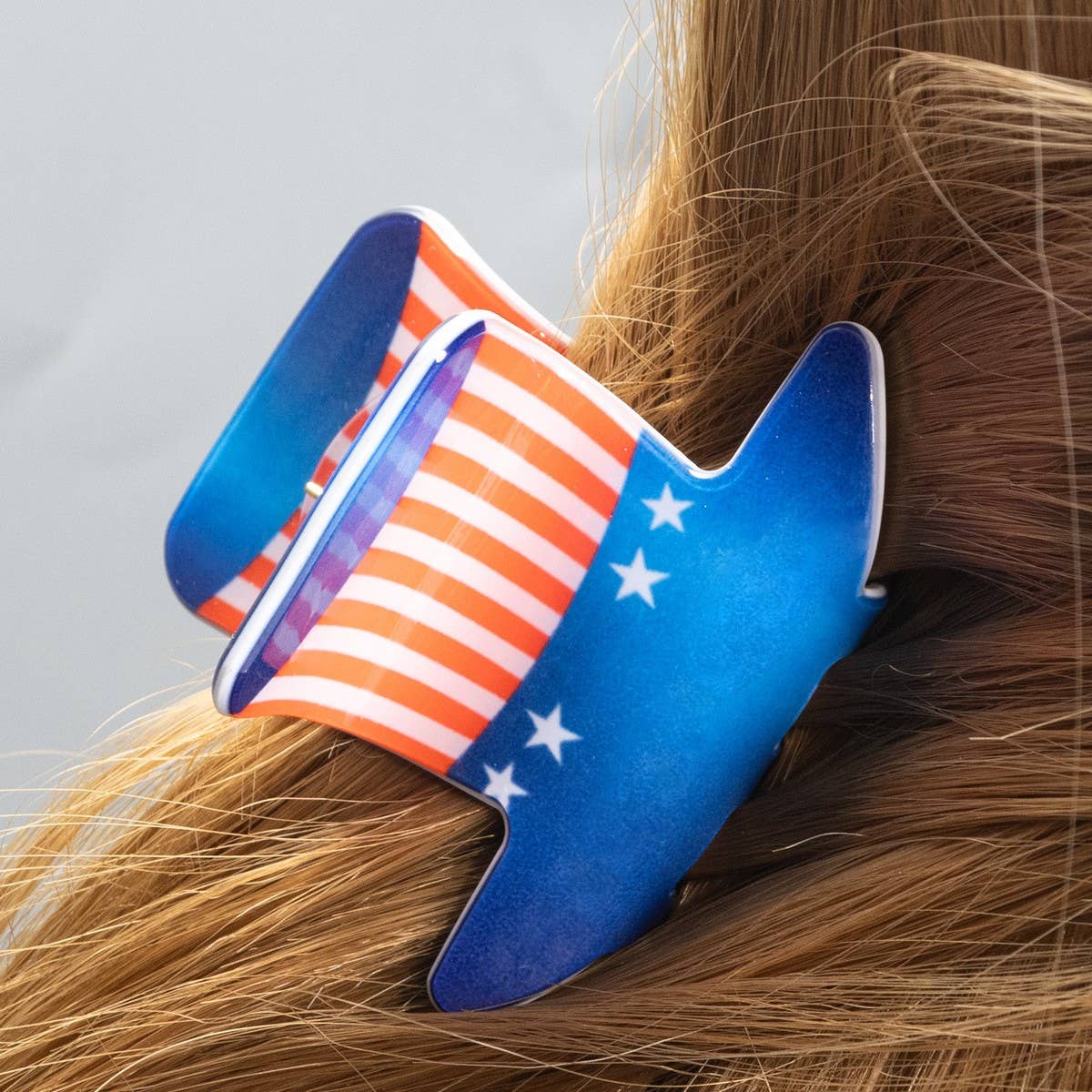 CWAHA1236_4TH OF JULY FLAG PRINT HAIR CLAW CLIP
