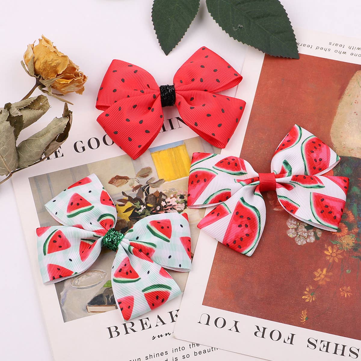 CHILDREN'S FRUIT PRINT BOW HAIR CLIP