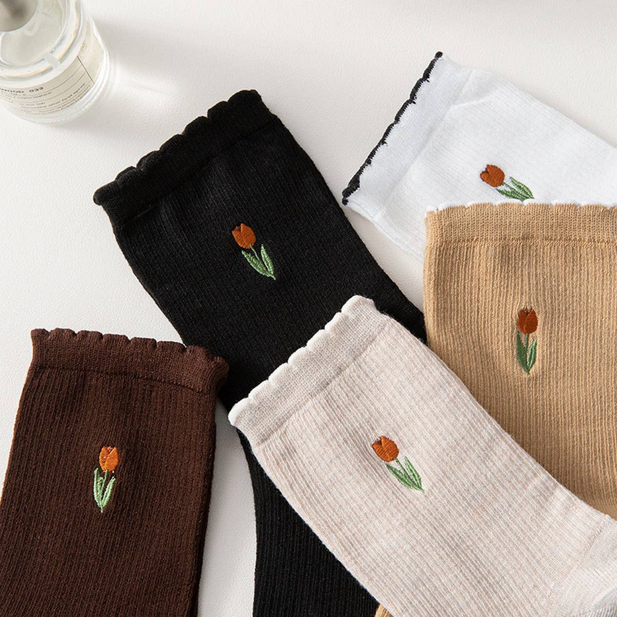 FLORAL EMBROIDERED COTTON SOCKS