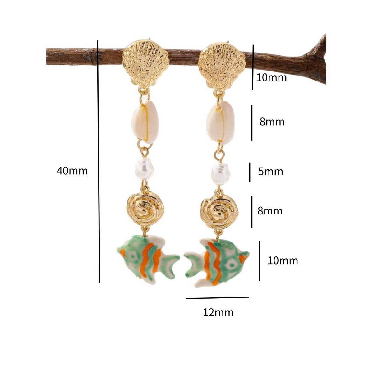 Stainless Steel Ocean Series Conch Shell Earrings_CWAJE5117