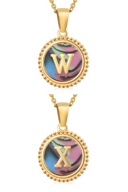 SIMPLE ROUND ALPHABET INITIALS PENDANT NECKLACE_CWAJE215