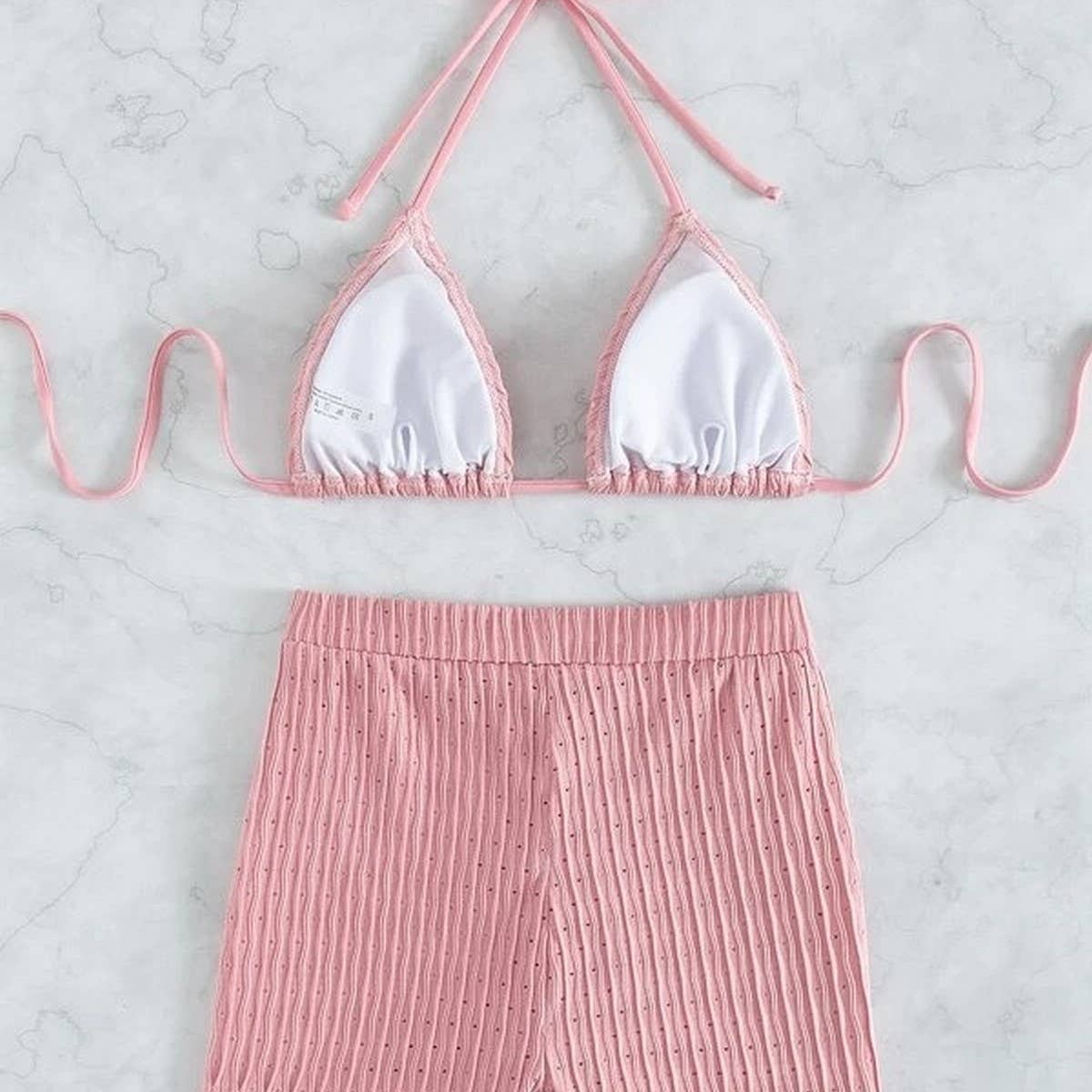 High Waist Bikini Set,Slimming Solid Color Swimsuit