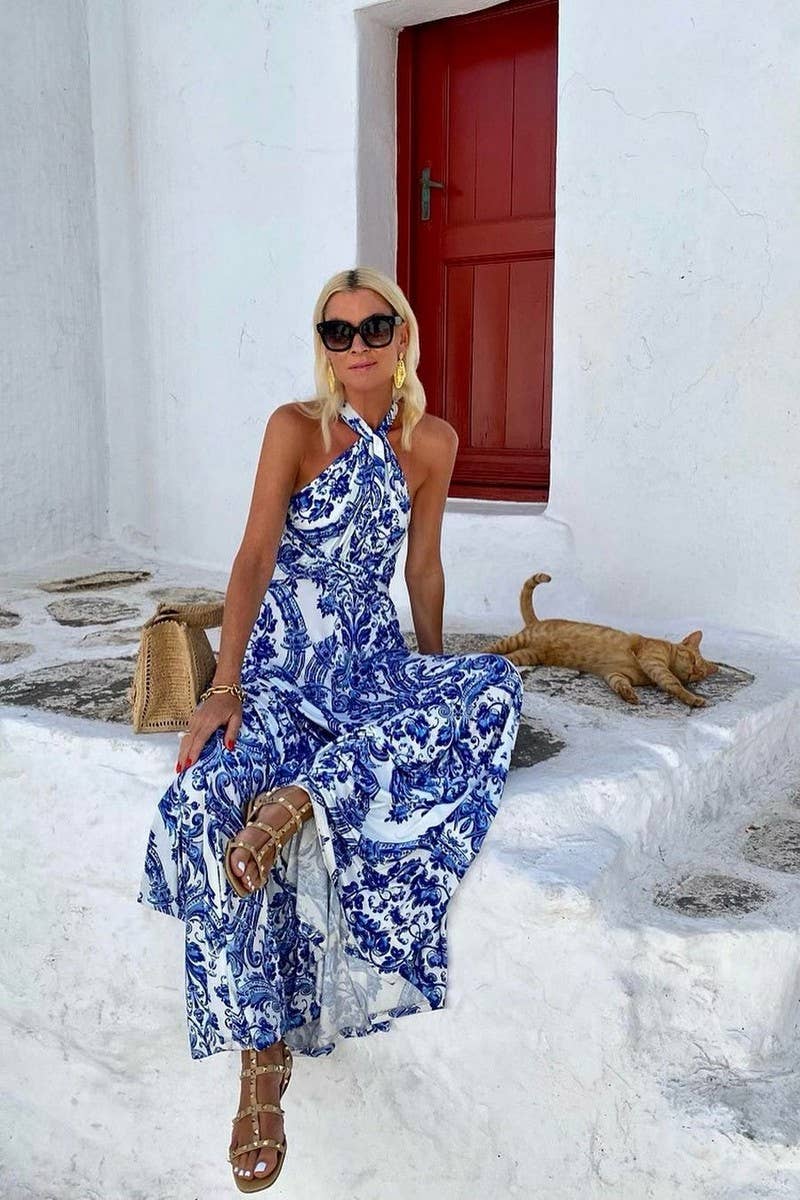 CWDHL0987_SUMMER BACKLESS HALTER NECK MAXI DRESS