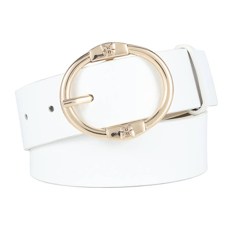 Slimming round pin buckle women's PU belt