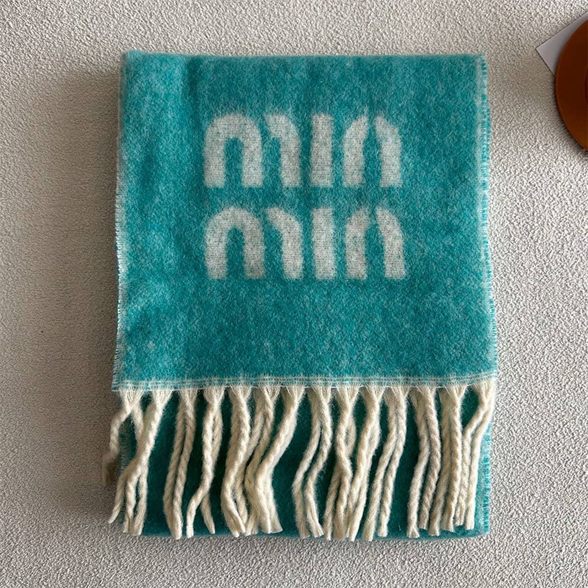 Letter Jacquard Wool Blend Reversible Scarf