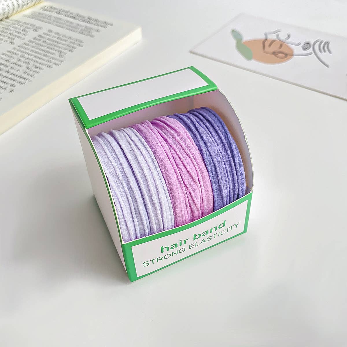 Five high-elasticity thick candy-color hair ties