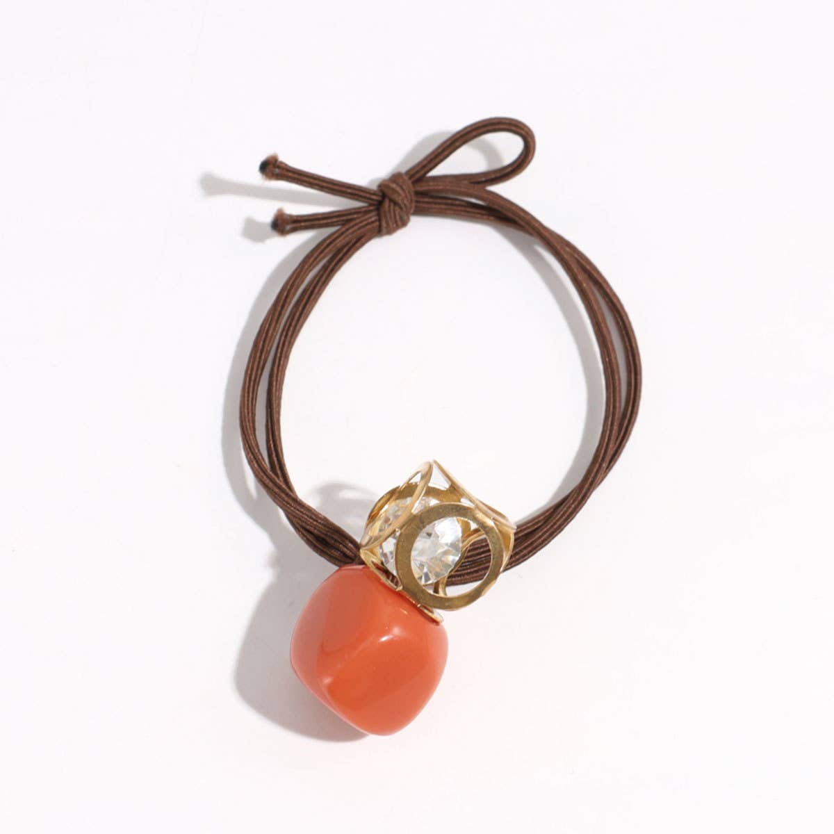 DOUBLE-LAYER HOLLOW SQUARE RHINESTONE HAIR ROPE