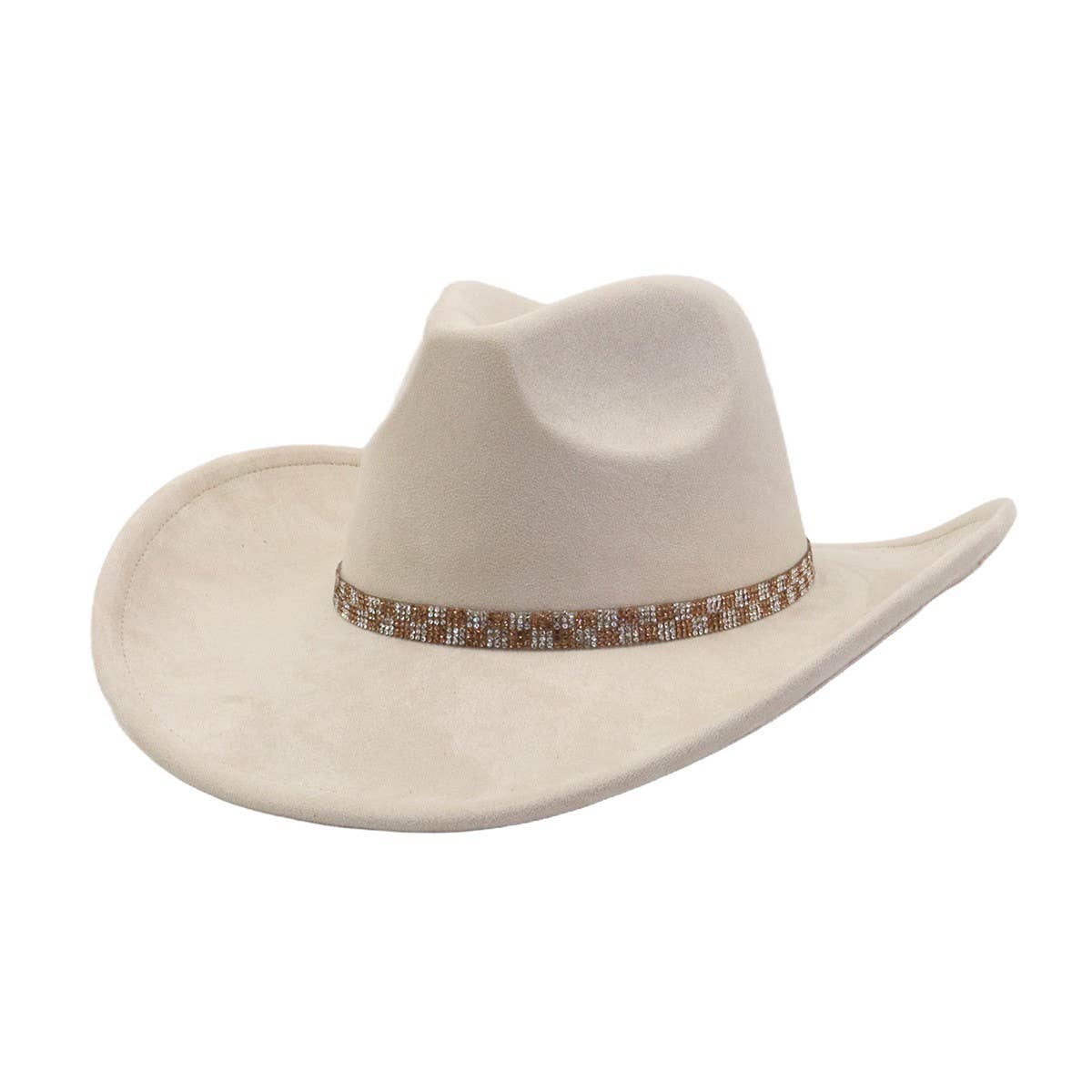Western Ethnic Soft Suede Cowboy Fedora Hat_CWAH04400