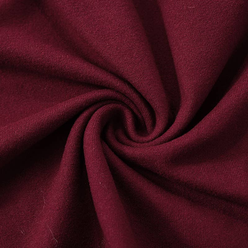 LINE NECK PLEATED SLIT SOLID COLOR T-SHIRT