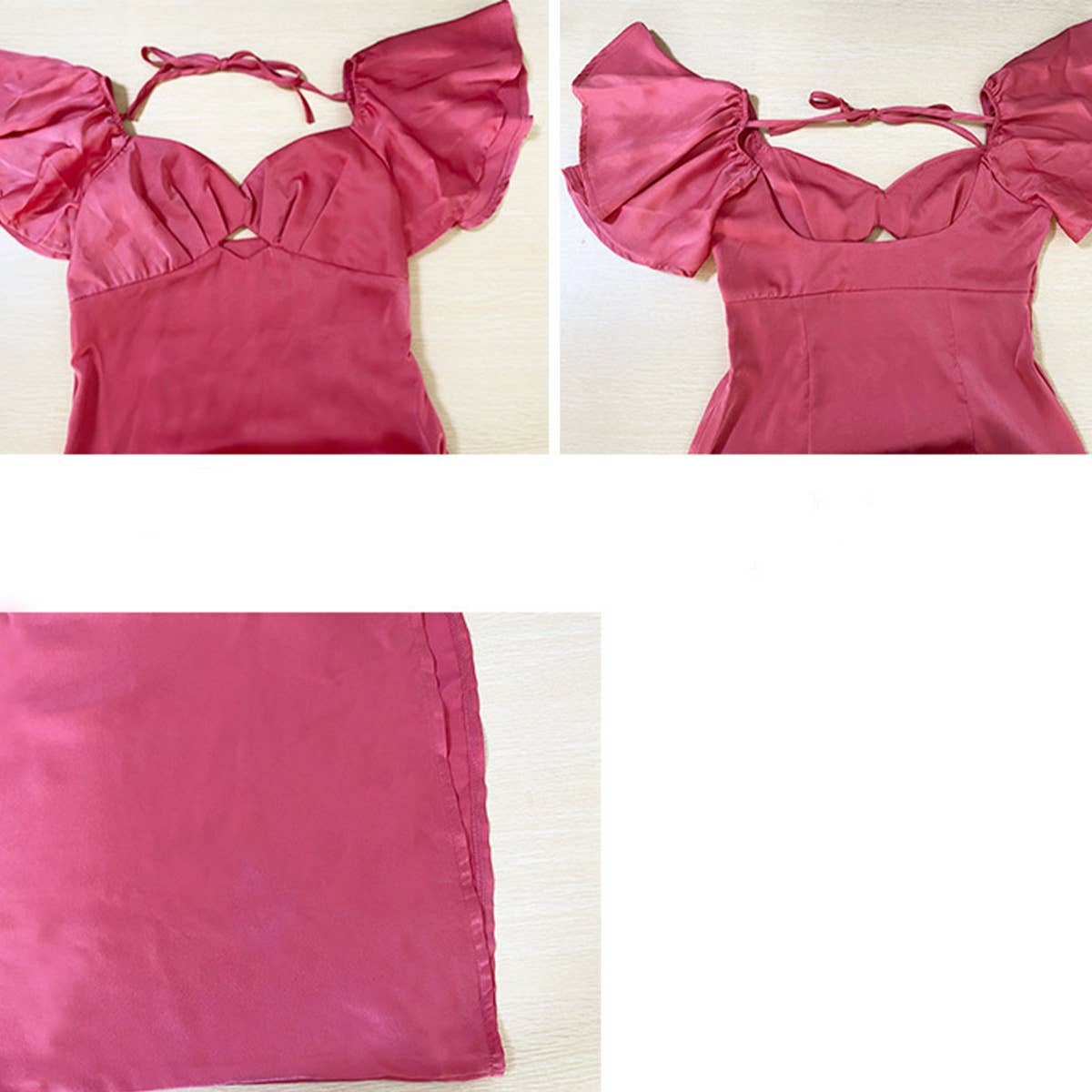 SOLID COLOR PEACH COLLAR SLIM-FIT DRESS