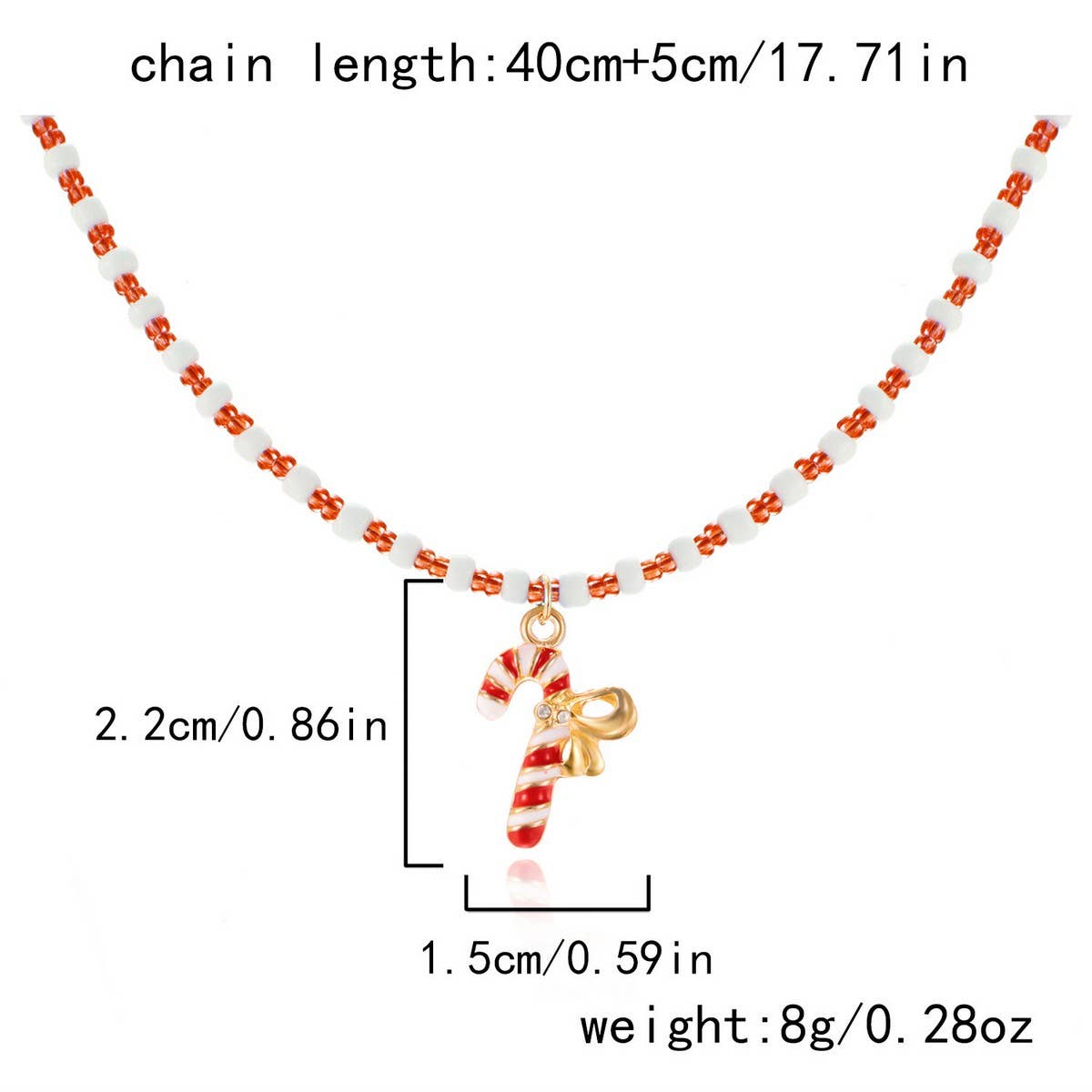 CWAJE2515_CHRISTMAS TREE SANTA CLAUS RICE BEAD NECKLACE