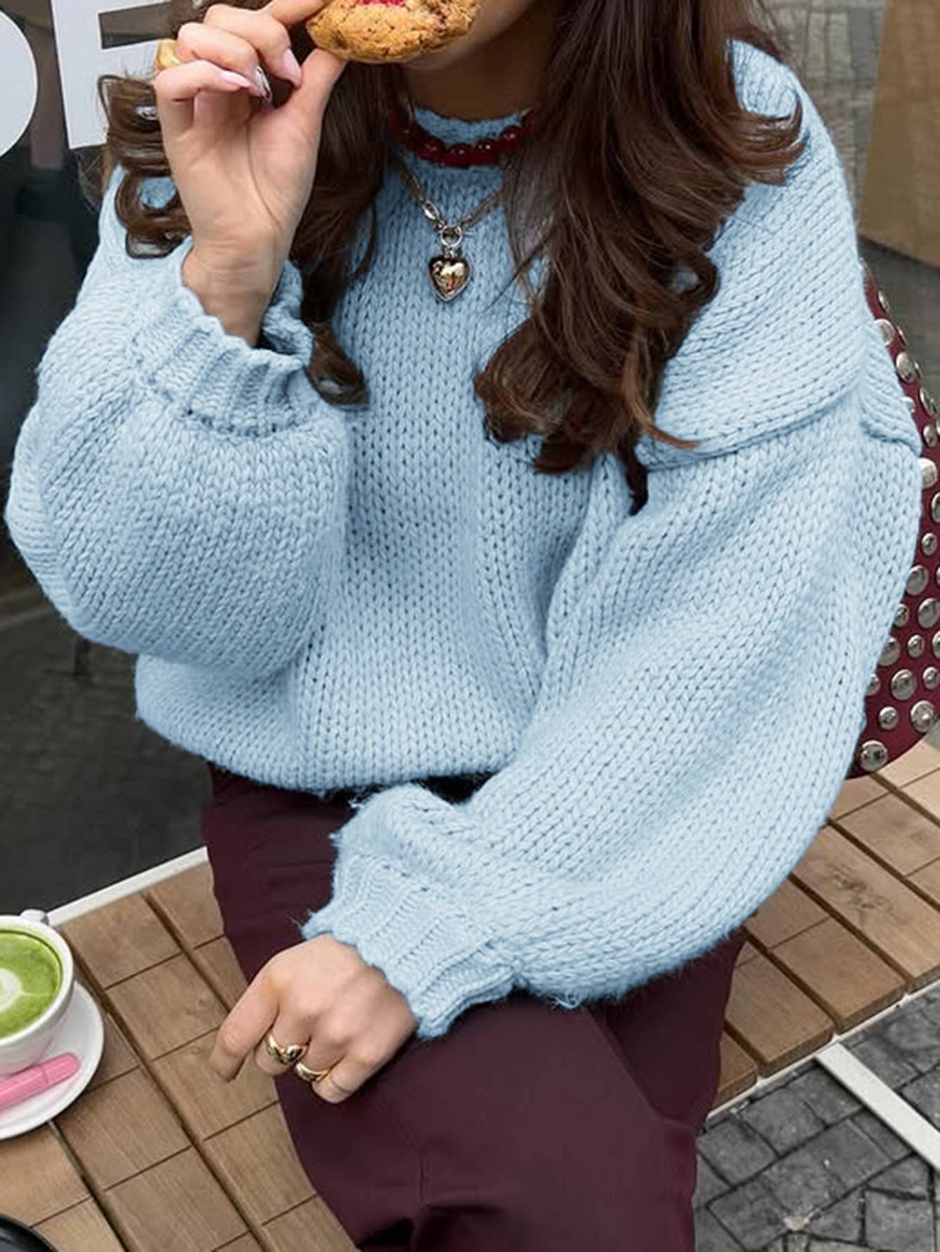 Leisure simple round neck long sleeve sweater