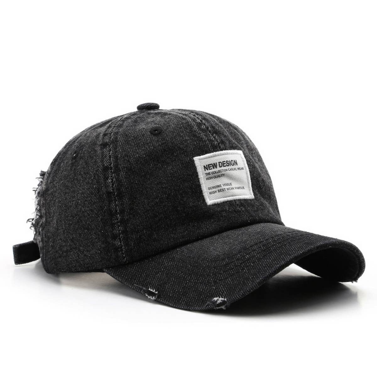 CWAH3215_FASHION RETRO DISTRESSED PATCH DENIM BASEBALL CAP