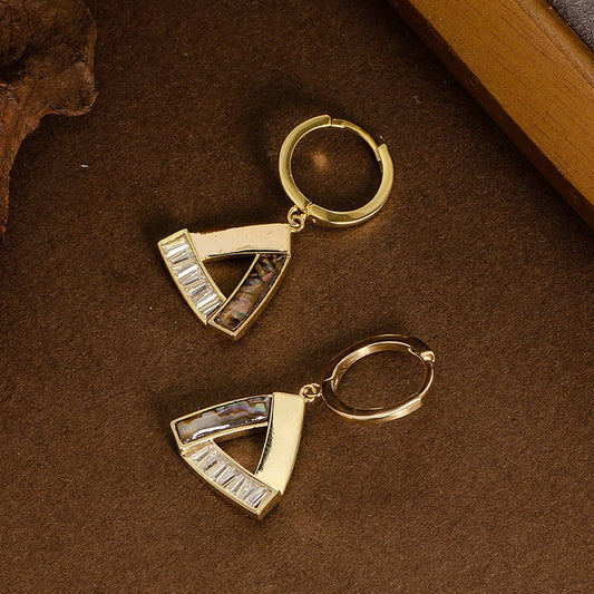 NATURAL ABALONE ZIRCON MOTHER-OF-PEARL EARRINGS