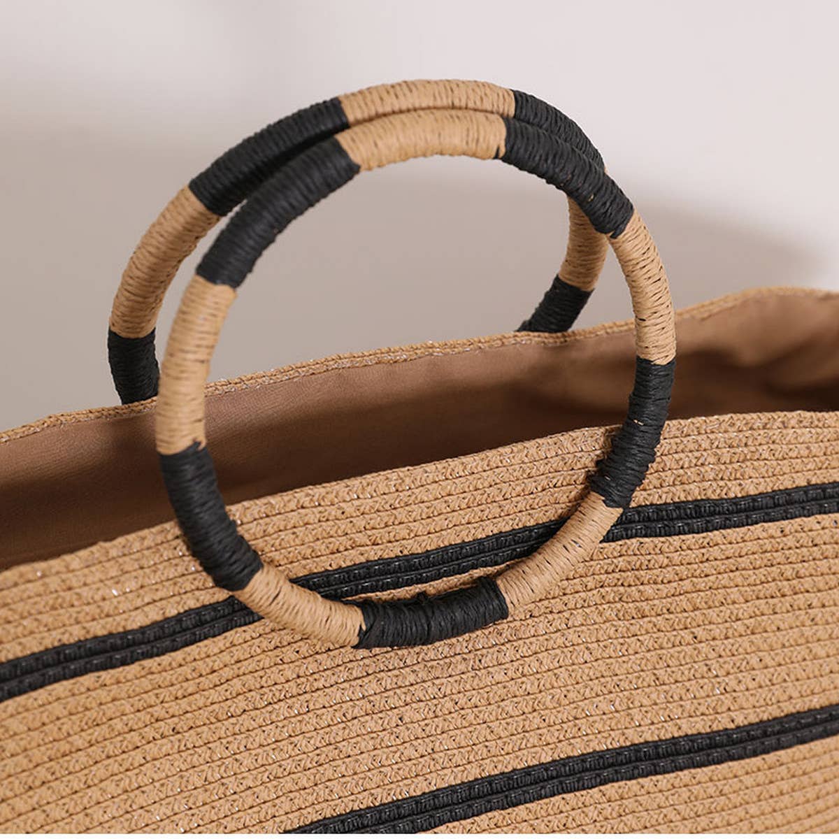 NEW STRIPED TOTE STRAW BAG WOVEN BAG_CWAB1889