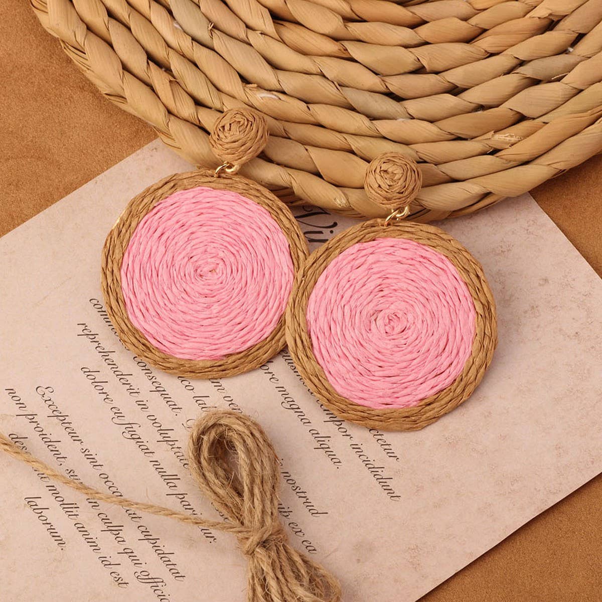 NEW VINTAGE SIMIAN GRASS VINE WOVEN EARRINGS_CWAJE4011