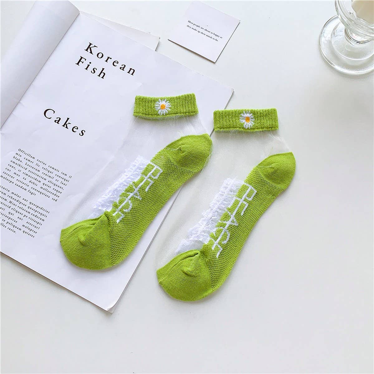 SUMMER DAISY GIRL LOW TOP THIN TRANSPARENT SOCKS_CWMS0401