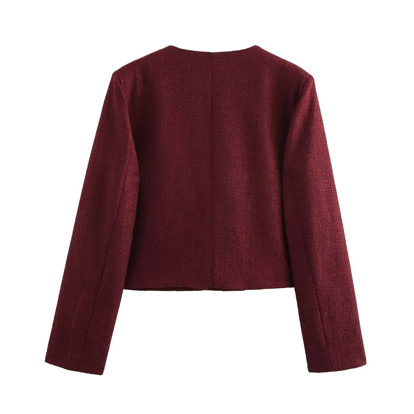 Short jacket short skirt suit with shoulder pads