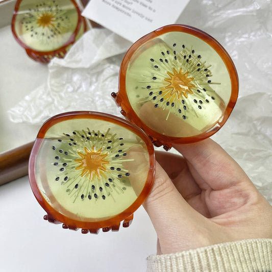 Quirky Kiwi Fruit Acetate Hair Claw, Back Bun Clip_CWAHA1340