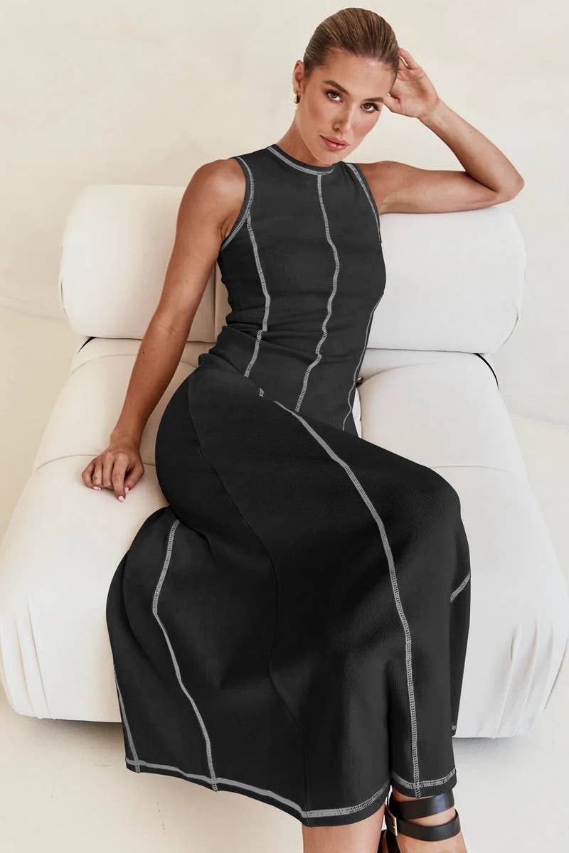 CWDMD6150_VINTAGE FRENCH SLEEVELESS A-LINE DRESS