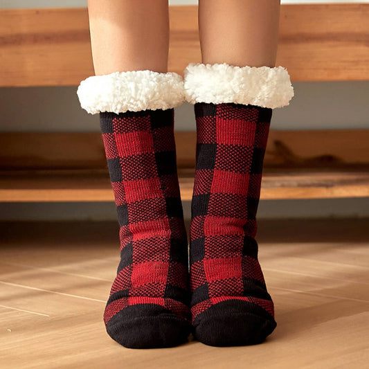 WARM CHRISTMAS PLAID PLUSH INDOOR SLIPPERS