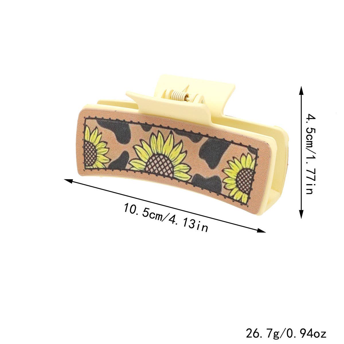 Western Cactus Sunflower Hair Claw - Leather Clip