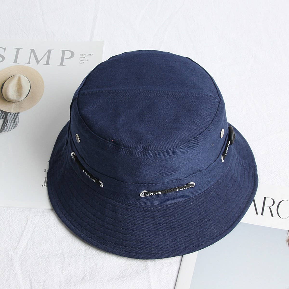 CWAH1519_SOLID COLOR CASUAL REVERSIBLE SUNSCREEN BUCKET HAT