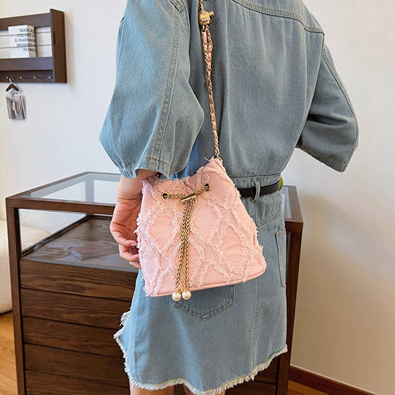 Denim fashionable crossbody bucket bag
