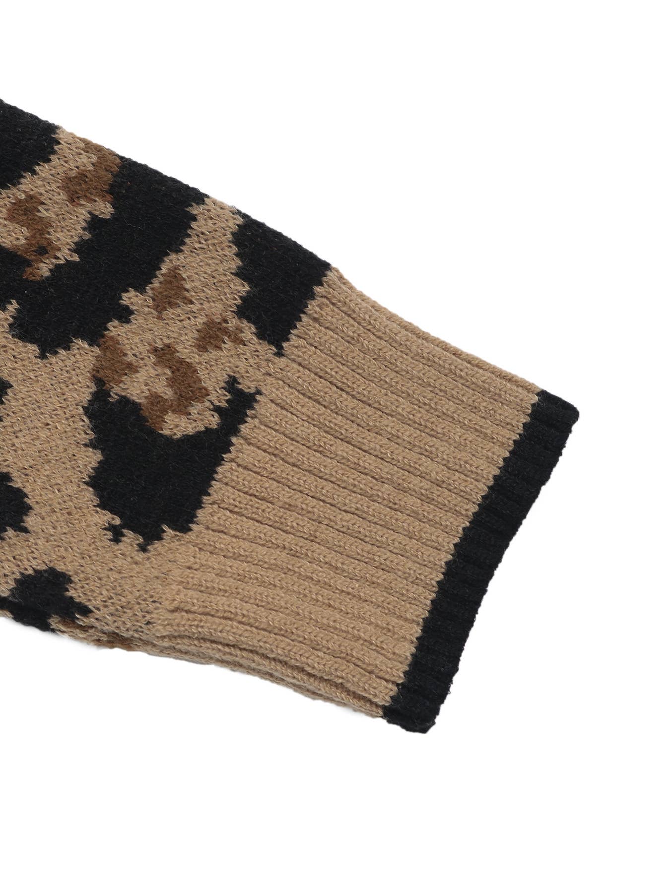 LEOPARD PRINT BOW TIE KNIT CARDIGAN JACKET