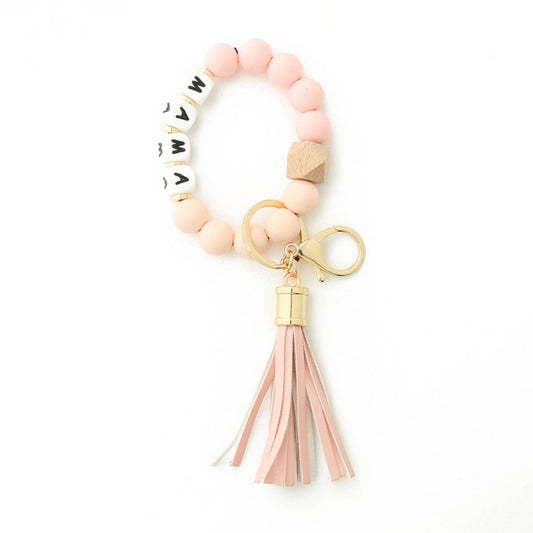 Silicone Bead Bracelet Keychain for Women