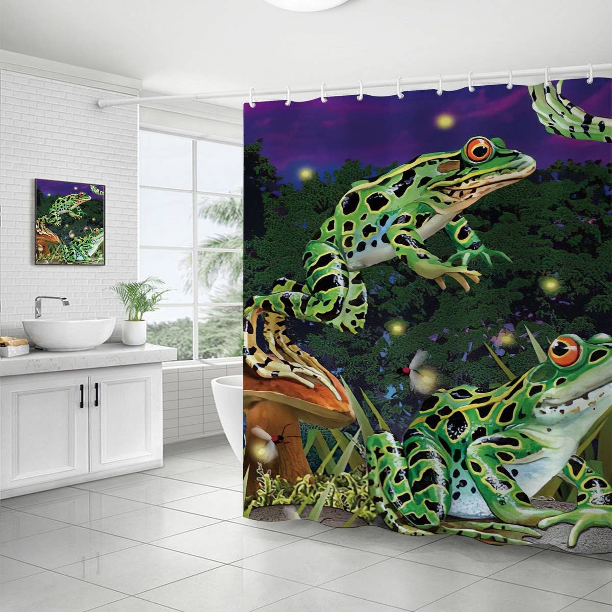 HOT SALE DIGITAL PRINTED FROG SHOWER CURTAIN