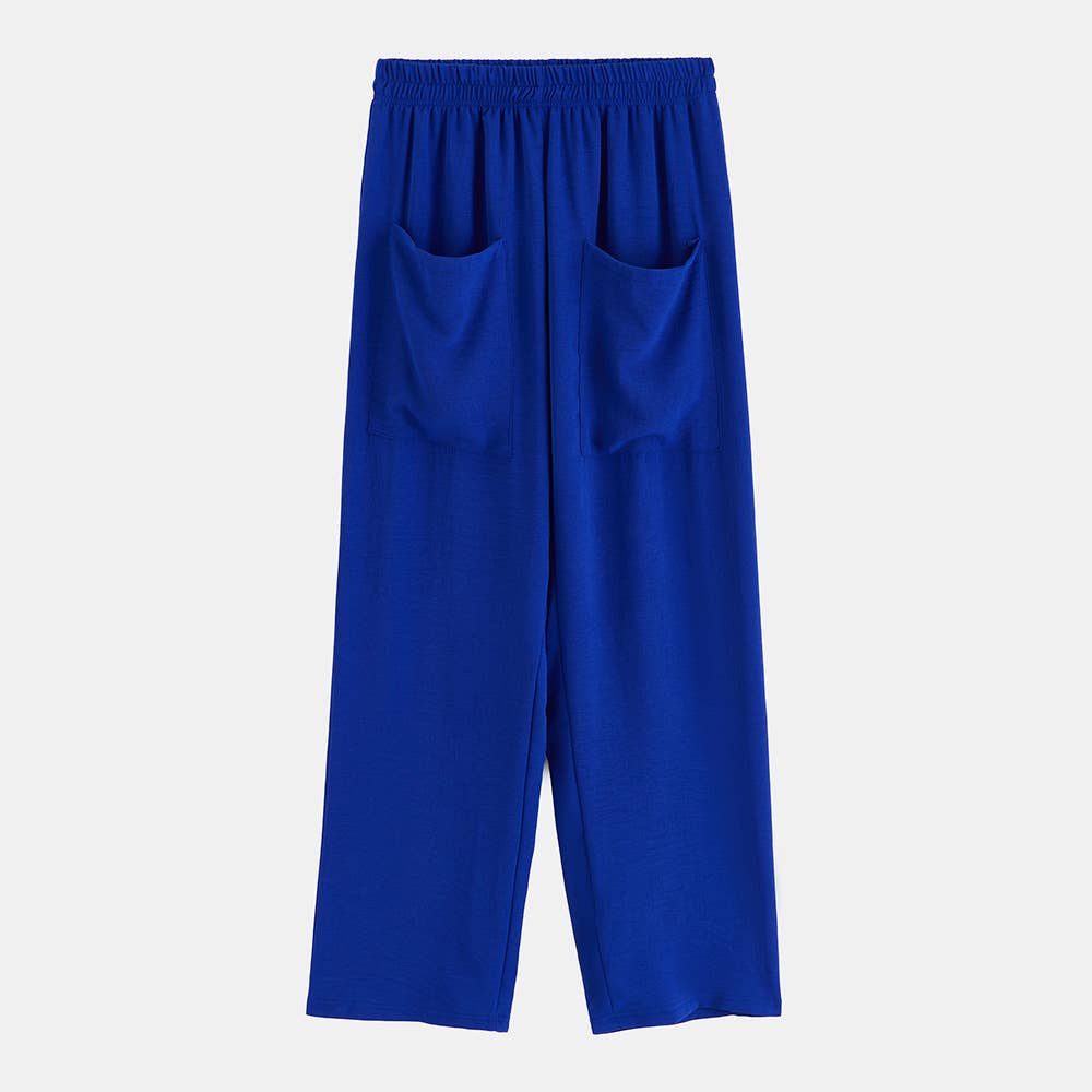 SOLID COLOR HIGH-WAISTED COMMUTER PANTS