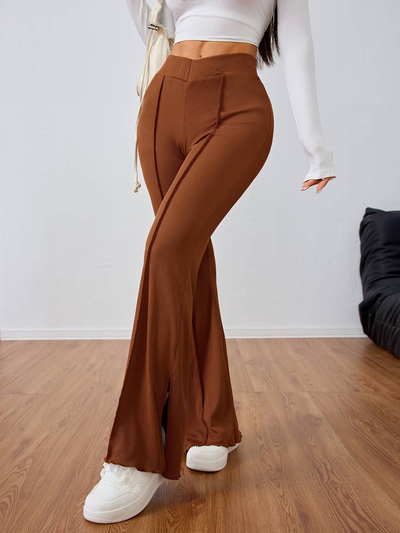 CASUAL ELASTIC-WAIST SLIMMING WIDE-LEG PANTS